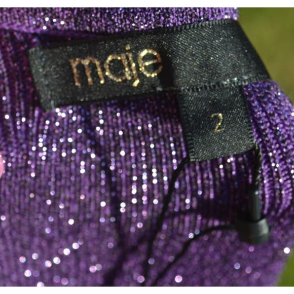 NEW Maje Sling High Waist Fitted, Viscose Blended Knit Mini Dress- LT10P - Picture 7 of 11